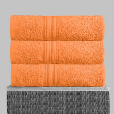 Полотенце махровое с бордюром (Оранжевый)