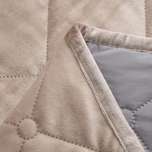 Велюровое покрывало ромб и две наволочки (Бежевый)